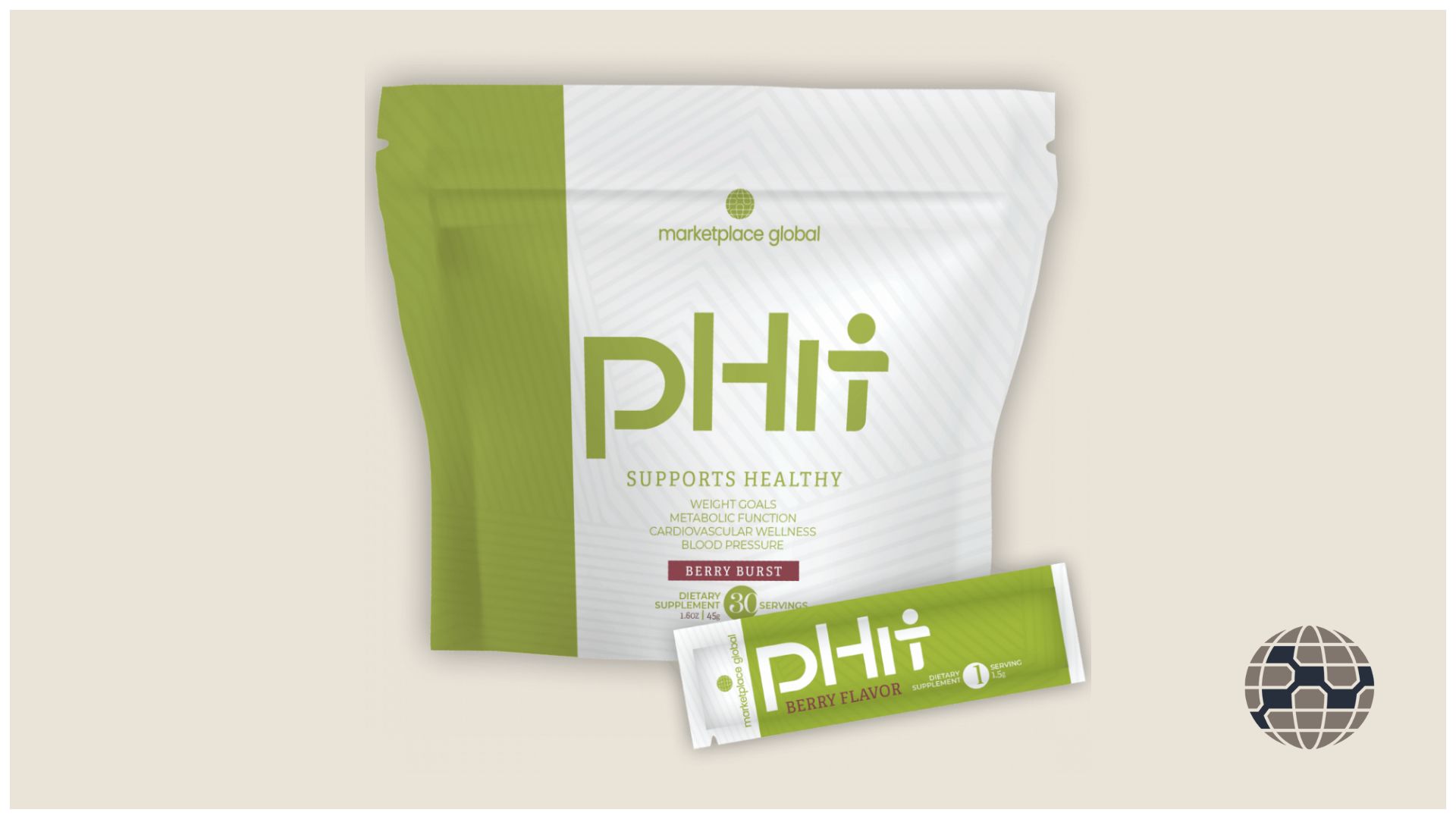 pHit Berry Burst dietary supplement pouch and stick pack — main product image