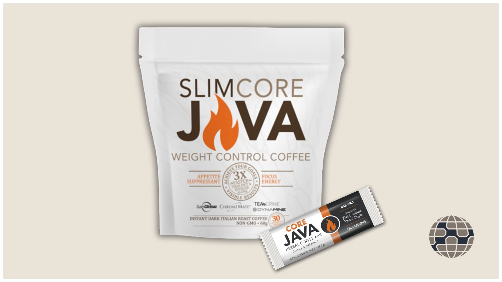 Slimcore JAVA weight control coffee — instant dark Italian roast, NON-GMO, 30 servings